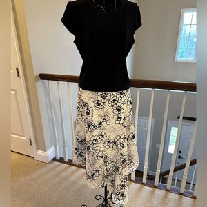 WHBM hankerchief hem floral skirt